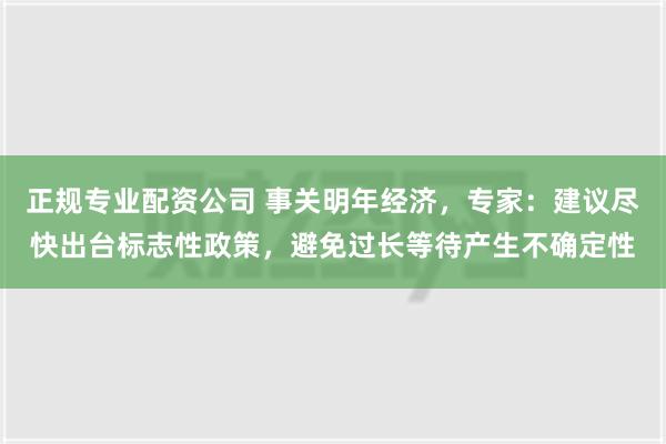 正规专业配资公司 事关明年经济，专家：建议尽快出台标志性政策，避免过长等待产生不确定性