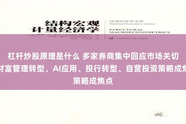 杠杆炒股原理是什么 多家券商集中回应市场关切：财富管理转型、AI应用、投行转型、自营投资策略成焦点